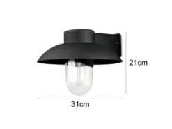 LED Außenwandleuchte aus Aluminium Schwarz & Klarglas, Höhe 21cm