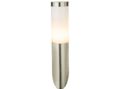 LED Außenwandleuchte aus Edelstahl in Silber, Höhe 39cm