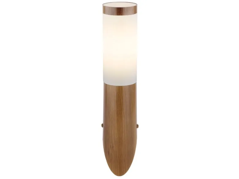 LED Außenwandleuchte aus Edelstahl in Holzoptik, Höhe 39cm