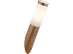 LED Außenwandleuchte aus Edelstahl in Holzoptik, Höhe 39cm