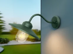 LED Außenwandleuchte aus Edelstahl in Tannengrün, Ausladung 42cm