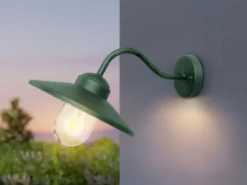 LED Außenwandleuchte aus Edelstahl in Tannengrün, Ausladung 42cm