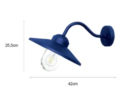 LED Außenwandleuchte aus Edelstahl in Marineblau, Ausladung 42cm