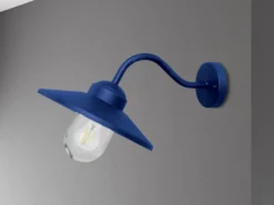 LED Außenwandleuchte aus Edelstahl in Marineblau, Ausladung 42cm