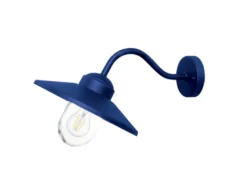 LED Außenwandleuchte aus Edelstahl in Marineblau, Ausladung 42cm
