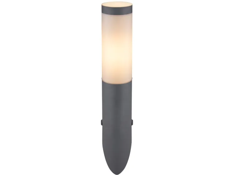 LED Außenwandleuchte aus Edelstahl in Anthrazit & Opal, Höhe 39cm