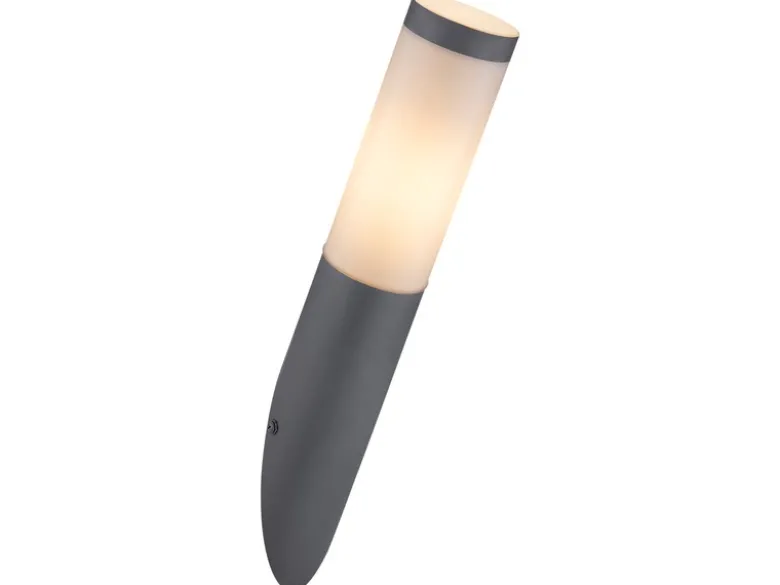 LED Außenwandleuchte aus Edelstahl in Anthrazit & Opal, Höhe 39cm