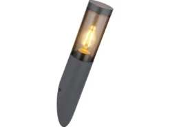 LED Außenwandleuchte aus Edelstahl in Anthrazit & Rauchfarben, Höhe 40cm