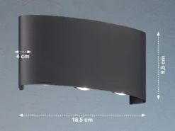 LED Außenwandleuchte BERLIN Schwarz mit Up and Down Licht - 18,5cm breit