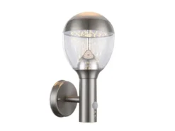 LED Außenwandleuchte CALLISTO mit Bewegungsmelder in Silber, Höhe 32cm