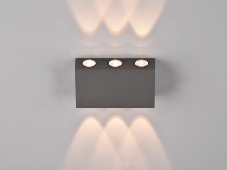 LED Außenwandleuchte CLYDE Anthrazit mit Up and Down Light, Breite 14cm