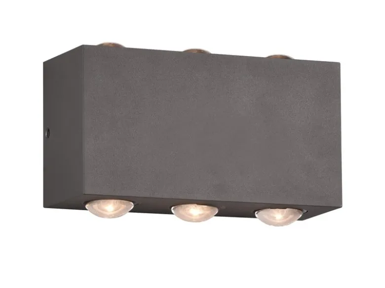 LED Außenwandleuchte CLYDE Anthrazit mit Up and Down Light, Breite 14cm