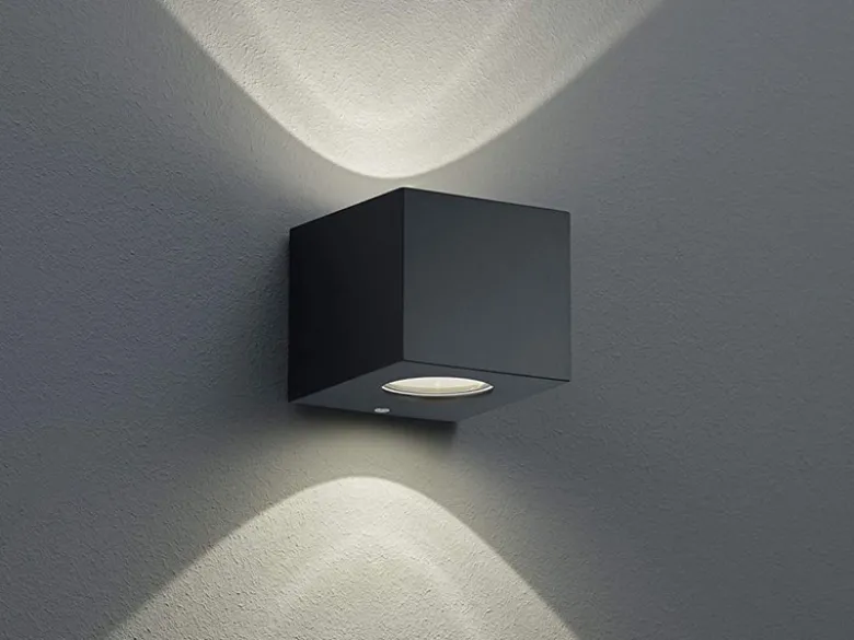 LED Außenwandleuchte CORDOBA Up and Down Light eckig in Schwarz