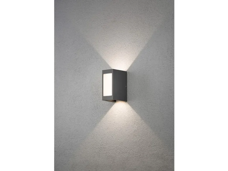 LED Außenwandleuchte CREMONA Up and Down Höhe 17cm, Opalglas Anthrazit