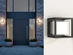 LED Außenwandleuchte CUBIC aus Aluminium in Schwarz, 17x15cm