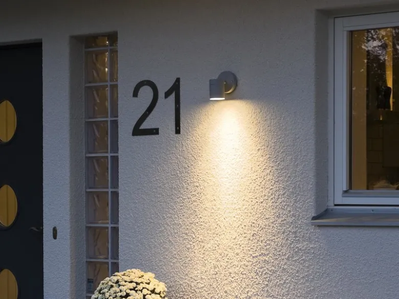 LED Außenwandleuchte Downlight, Höhe 12cm, Aluminium Grau