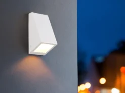 LED Außenwandleuchte Downlight Weiß für Fassadenbeleuchtung, Höhe 14,5cm