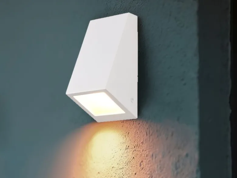 LED Außenwandleuchte Downlight Weiß für Fassadenbeleuchtung, Höhe 14,5cm