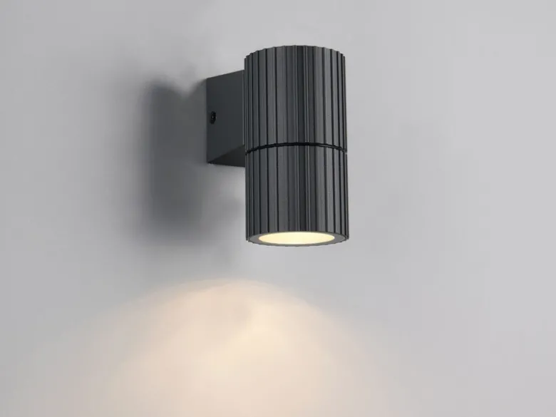 LED Außenwandleuchte Downlight Anthrazit geriffelt, Höhe 11cm