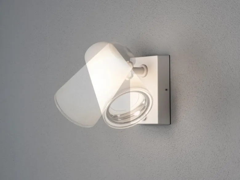 LED Außenwandleuchte Downlight Weiß mit Bewegungssensor, Höhe 21,5cm IP54 E27
