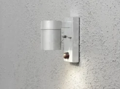 LED Außenwandleuchte Downlight aus Stahl mit Bewegungsmelder, Höhe 14cm