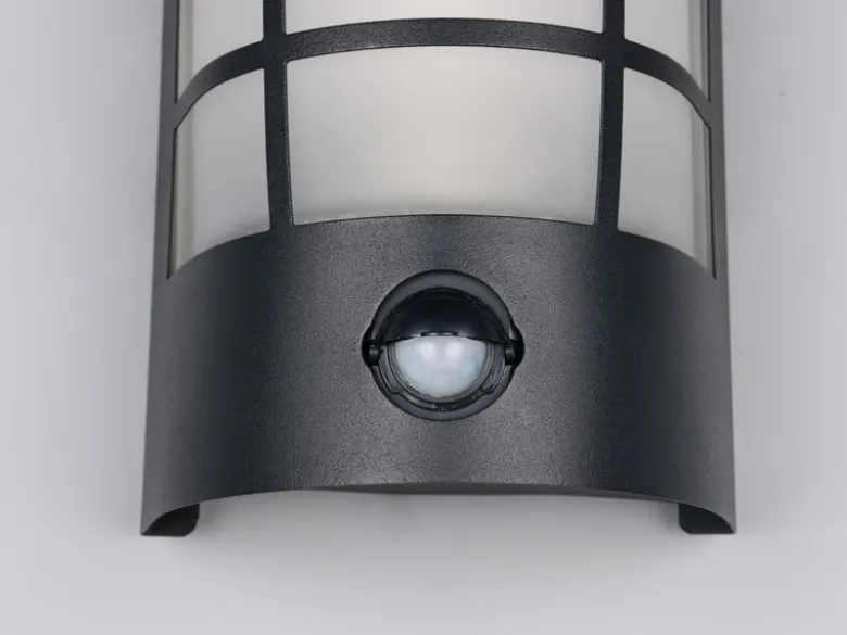 LED Außenwandleuchte Edelstahl Schwarz mit Bewegungsmelder, Höhe 20cm