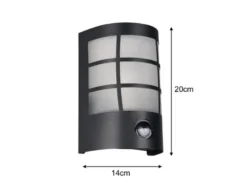 LED Außenwandleuchte Edelstahl Schwarz mit Bewegungsmelder, Höhe 20cm