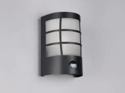 LED Außenwandleuchte Edelstahl Schwarz mit Bewegungsmelder, Höhe 20cm