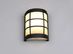 LED Außenwandleuchte Edelstahl Schwarz & Glas Weiß, Höhe 16cm