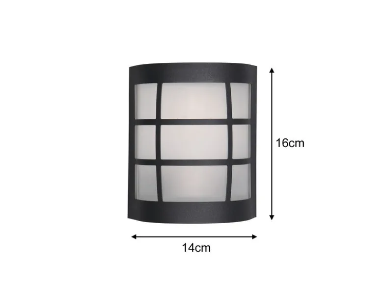 LED Außenwandleuchte Edelstahl Schwarz & Glas Weiß, Höhe 16cm