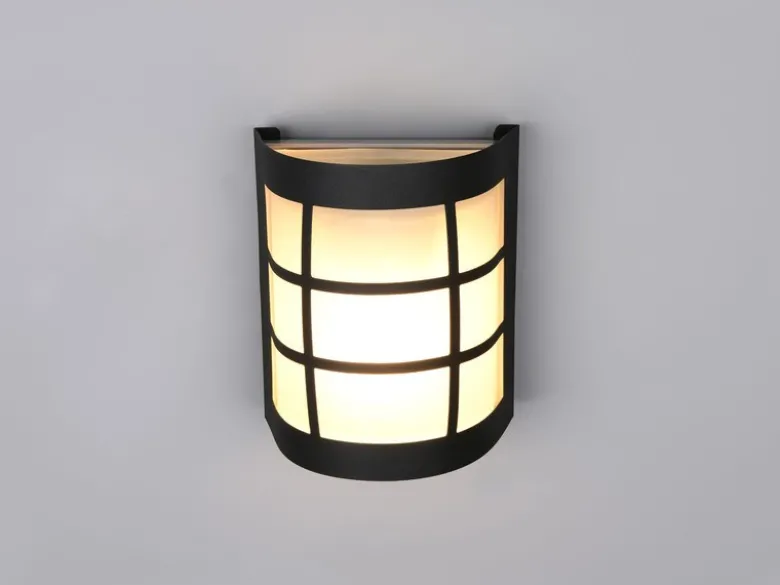 LED Außenwandleuchte Edelstahl Schwarz & Glas Weiß, Höhe 16cm