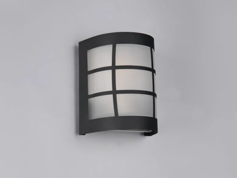 LED Außenwandleuchte Edelstahl Schwarz & Glas Weiß, Höhe 16cm