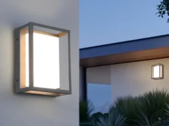 LED Außenwandleuchte 2er SET im Bauhaus Stil, Anthrazit, 18cm breit