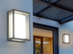 LED Außenwandleuchte 2er SET im Bauhaus Stil, Anthrazit, 18cm breit