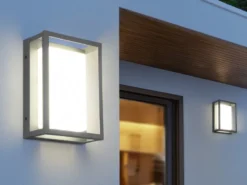 LED Außenwandleuchte 2er SET im Bauhaus Stil, Anthrazit, 18cm breit