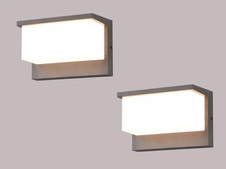LED Außenwandleuchte 2er SET in Anthrazit & Weiß, Breite 23cm