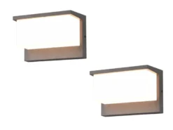 LED Außenwandleuchte 2er SET in Anthrazit & Weiß, Breite 23cm