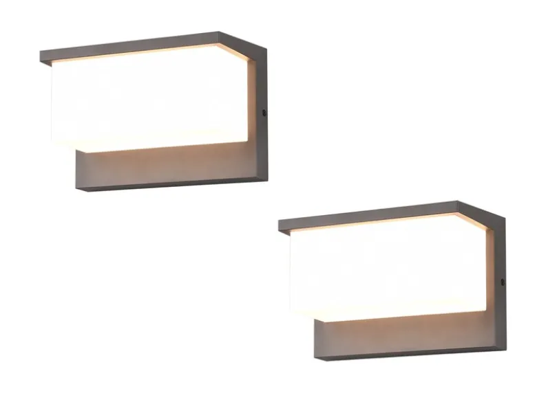 LED Außenwandleuchte 2er SET in Anthrazit & Weiß, Breite 23cm