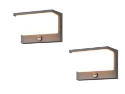 LED Außenwandleuchte 2er SET mit Bewegungsmelder, Breite 23cm