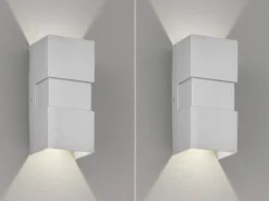 LED Außenwandleuchte 2er SET Silber mit Up and Down Licht - 7x15cm