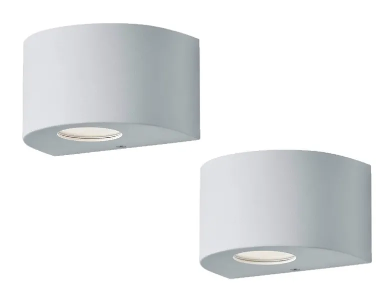 LED Außenwandleuchte 2er Set Up and Down Light rund in Weiß