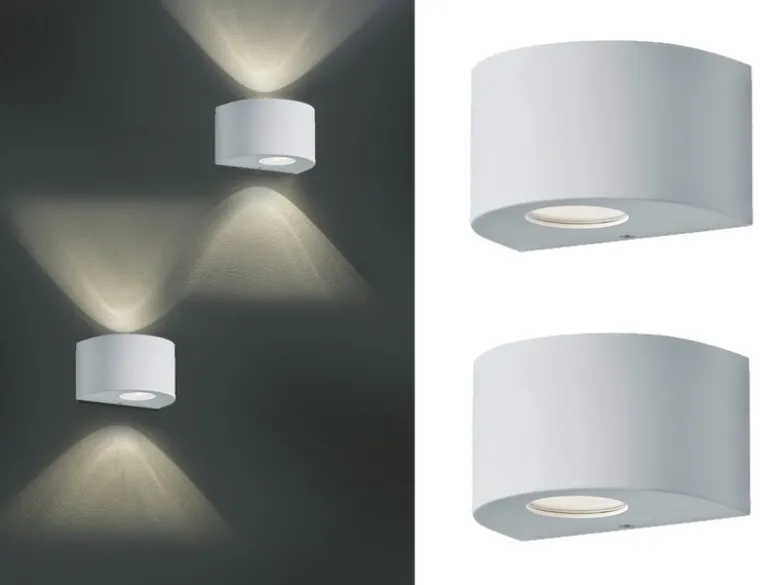 LED Außenwandleuchte 2er Set Up and Down Light rund in Weiß