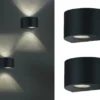 LED Außenwandleuchte 2er Set Up and Down Light rund in Schwarz