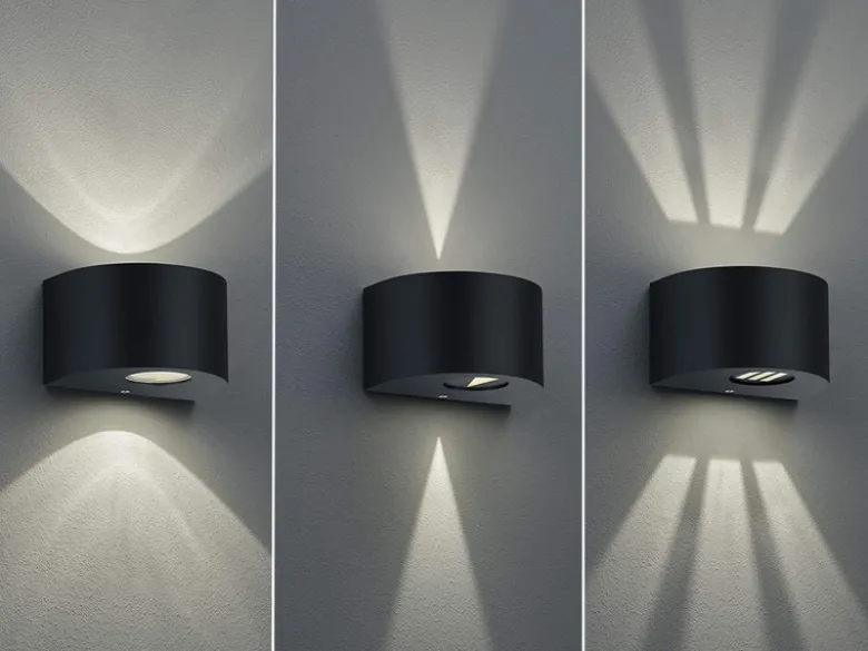 LED Außenwandleuchte 2er Set Up and Down Light rund in Schwarz