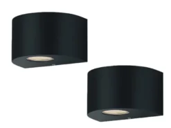 LED Außenwandleuchte 2er Set Up and Down Light rund in Schwarz