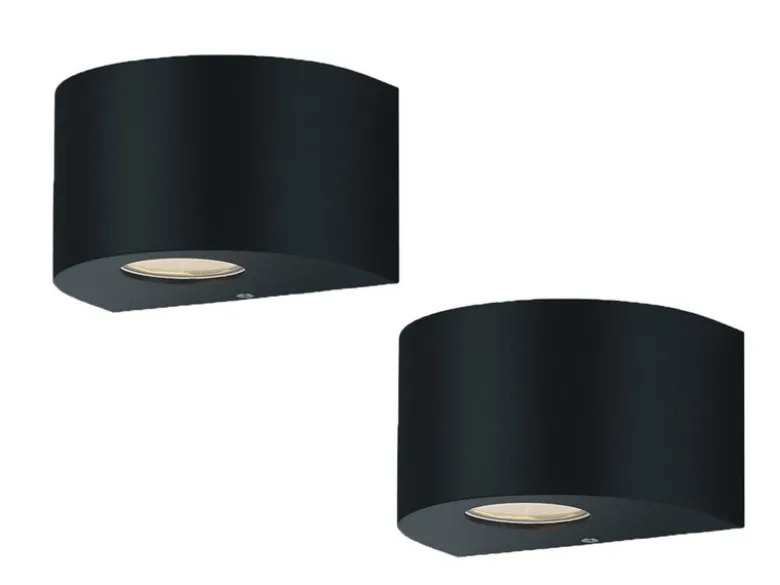 LED Außenwandleuchte 2er Set Up and Down Light rund in Schwarz