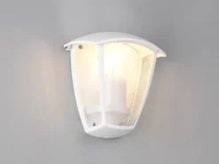 LED Außenwandleuchte Halbschale im Landhausstil Weiß, Höhe 20cm