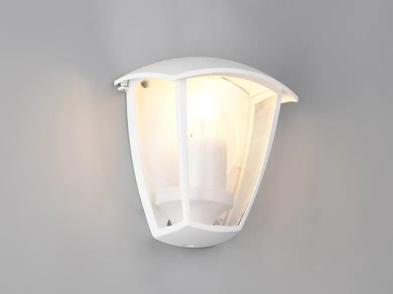 LED Außenwandleuchte Halbschale im Landhausstil Weiß, Höhe 20cm