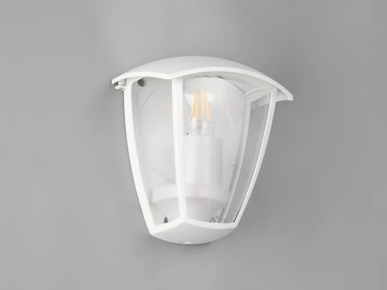 LED Außenwandleuchte Halbschale im Landhausstil Weiß, Höhe 20cm