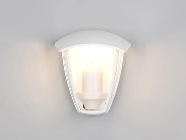 LED Außenwandleuchte Halbschale im Landhausstil Weiß, Höhe 20cm